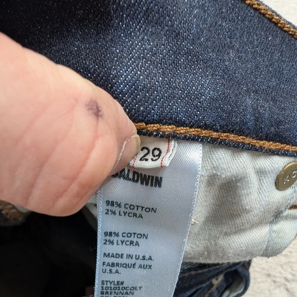 Baldwin Jeans Mens 29x28 Blue Indigo Brennan Modern Straight Kansas City USA